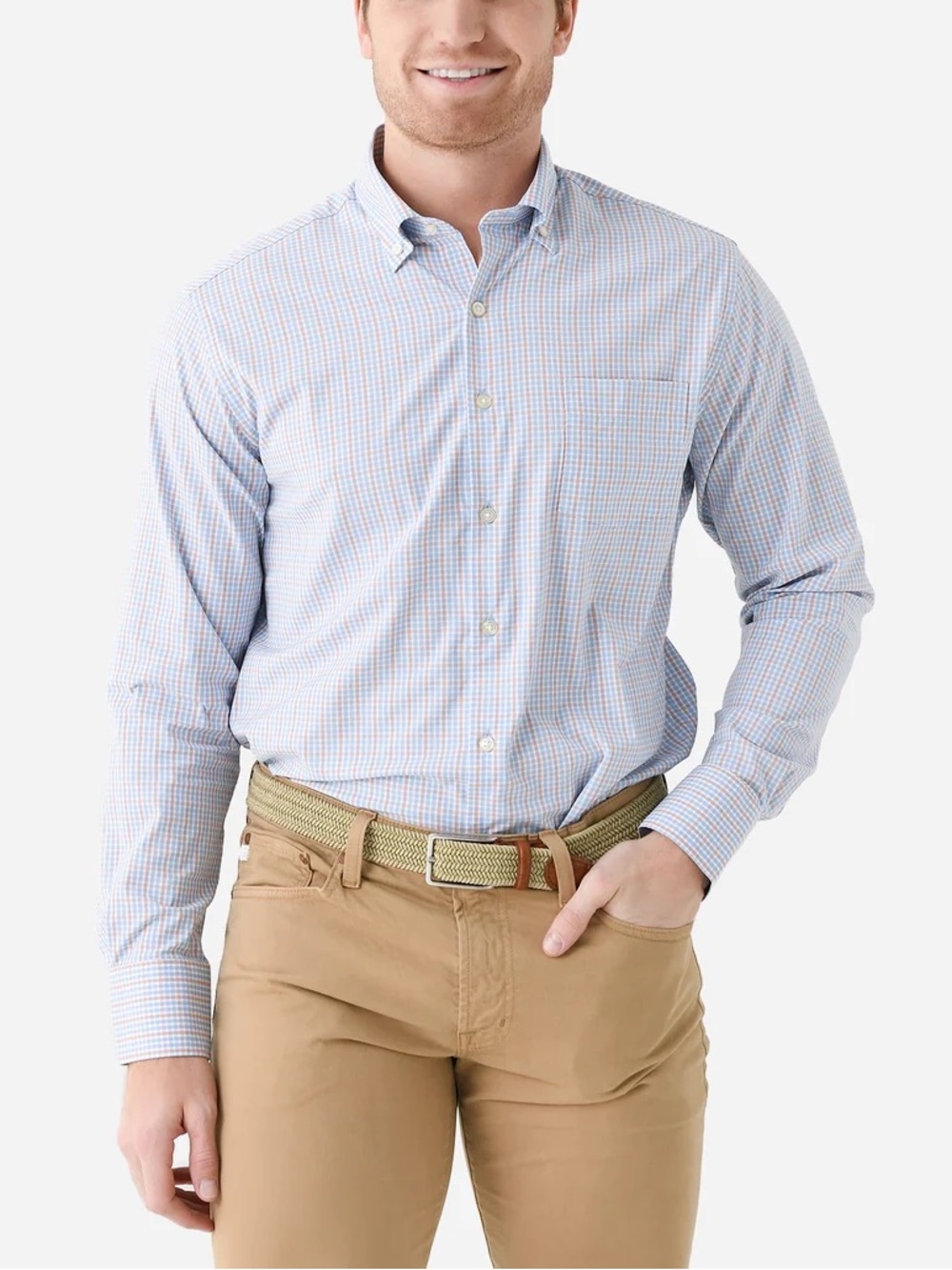NWT Peter Millar Crown Polk Performance Twill Sport Button Down Shirt, Size S